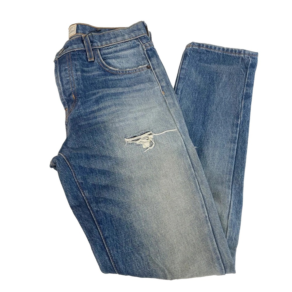 Current/Elliott The Slouchy Skinny Destroy Jeans Zephyr Womens 24 Blue Mid Rise